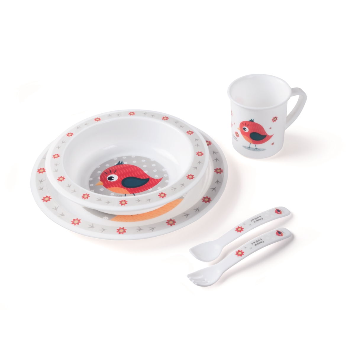 CANPOL ZESTAW STOŁOWY SZARY PTASZEK 4/401