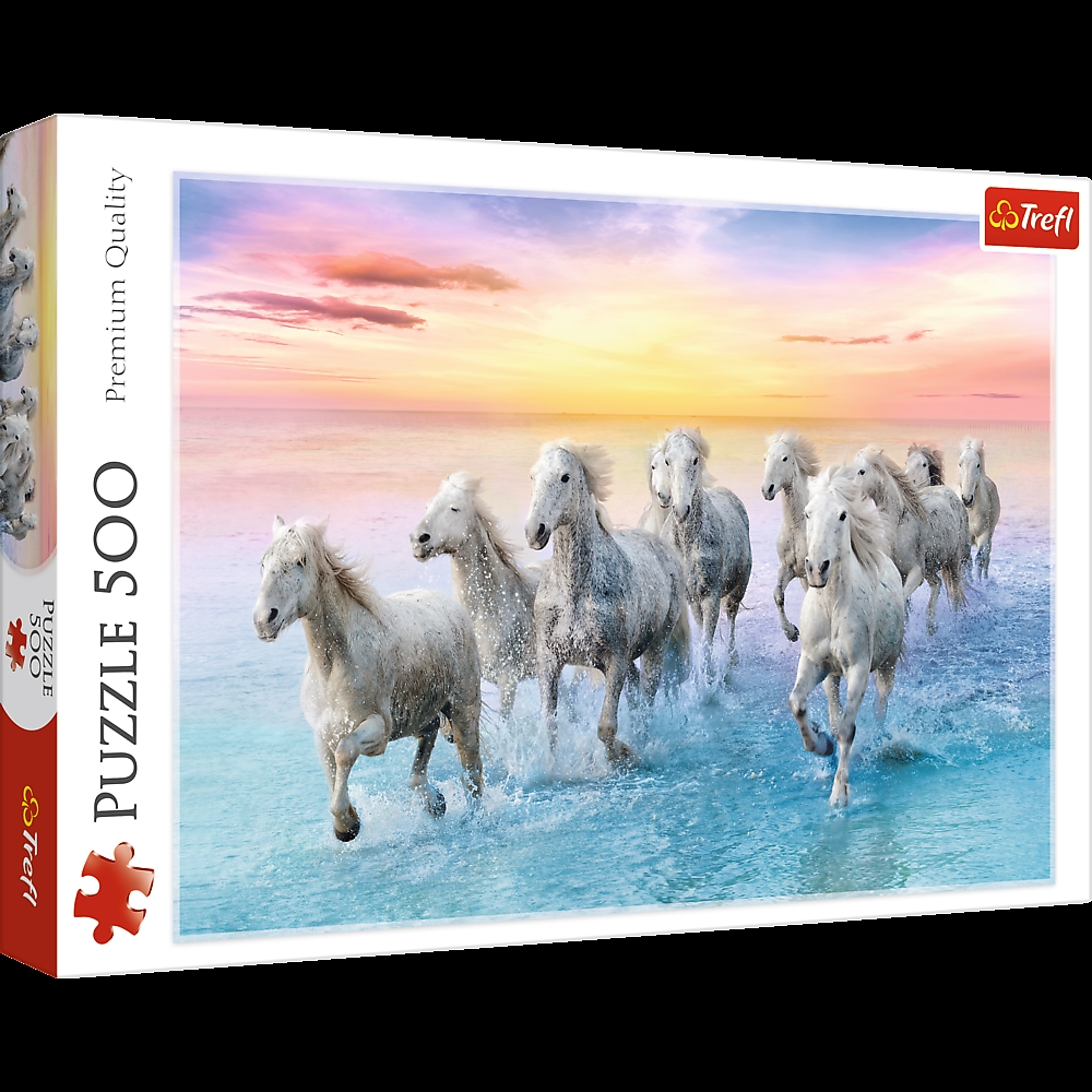 PUZZLE 500 BIAŁE KONIE W GALOPIE