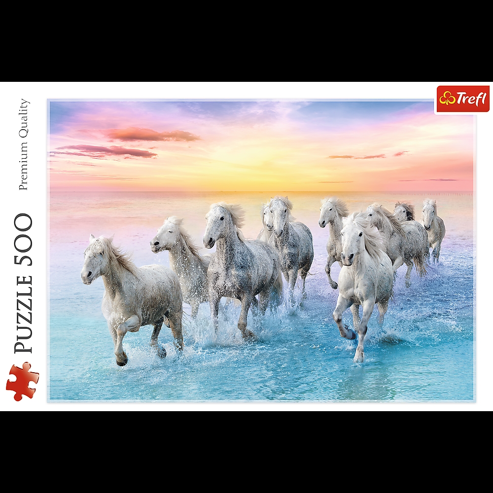 PUZZLE 500 BIAŁE KONIE W GALOPIE