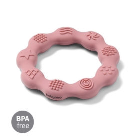 BABYONO GRYZAK SILIKONOWY RING RÓŻOWY