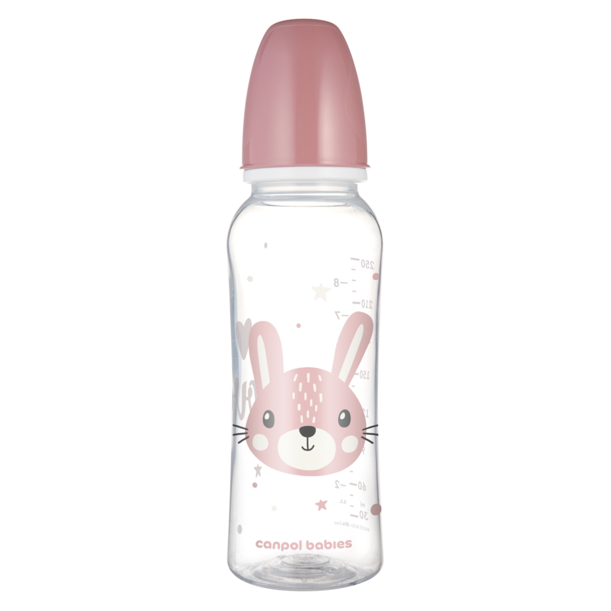CANPOL BABIES  BUTELKA 250ML STANDAR ANIMALS RÓŻ