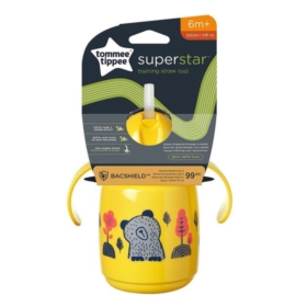 KUBEK SUPERSTARZE SŁOMKĄ 300ML ŻÓŁTY