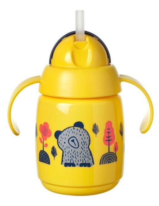 KUBEK SUPERSTARZE SŁOMKĄ 300ML ŻÓŁTY