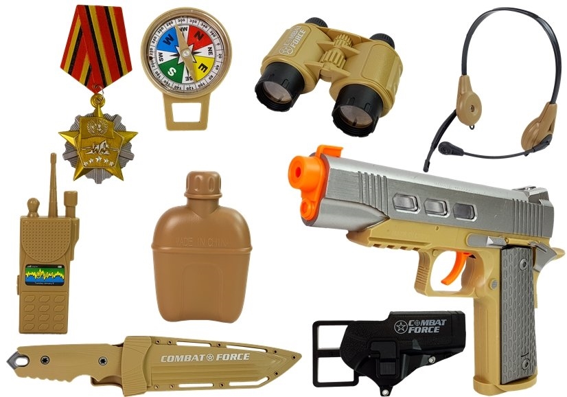 Zestaw Wojskowy z Akcesoriami Pistolet Nóż Lornetk