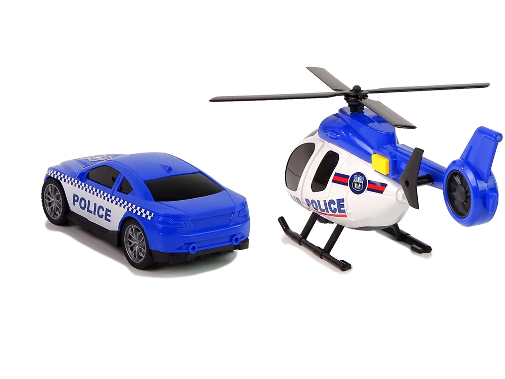 Zestaw Policja Laweta Ciężarówka Autko Helikopter