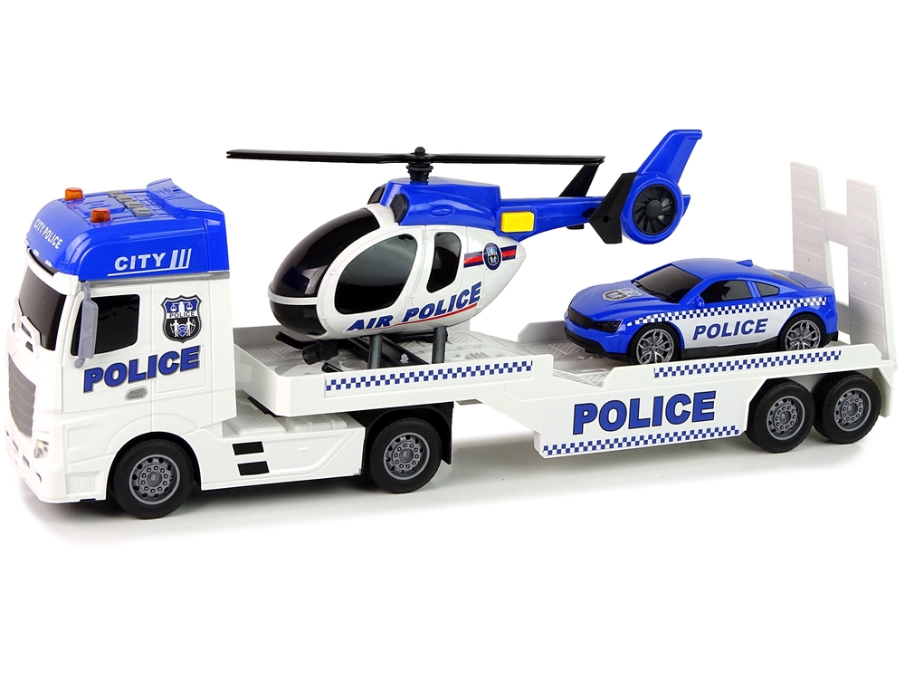 Zestaw Policja Laweta Ciężarówka Autko Helikopter