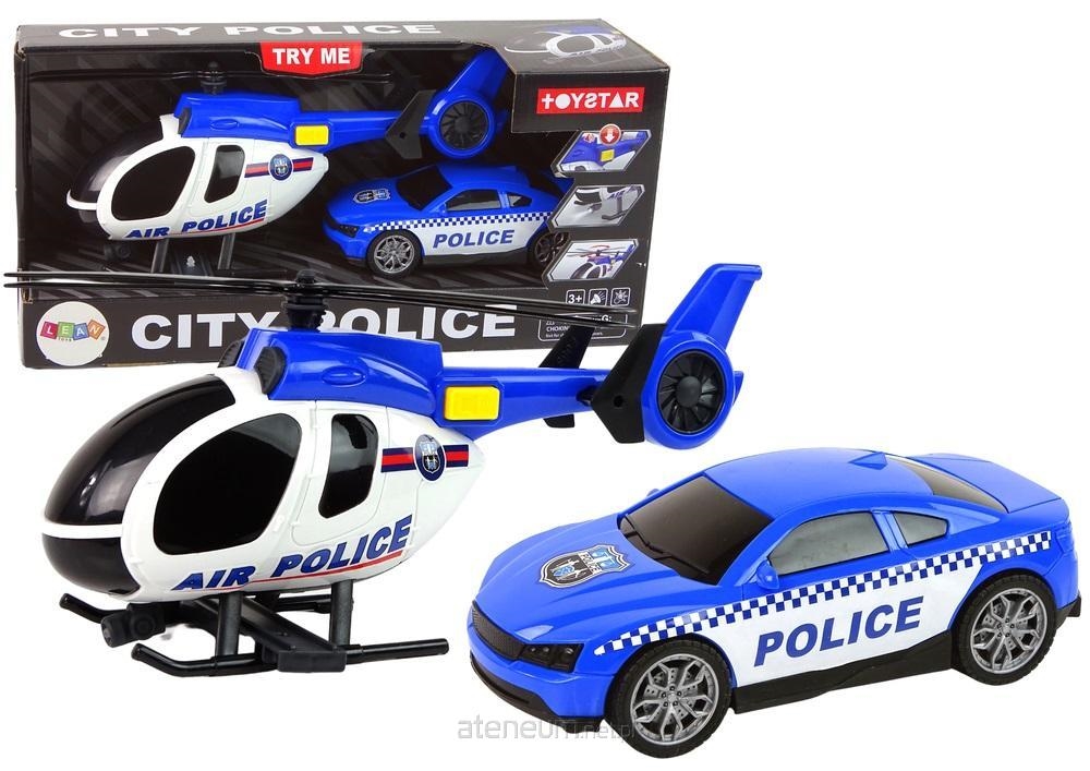 Zestaw Pojazdów Helikopter Auto Policja Dźwięk Nie