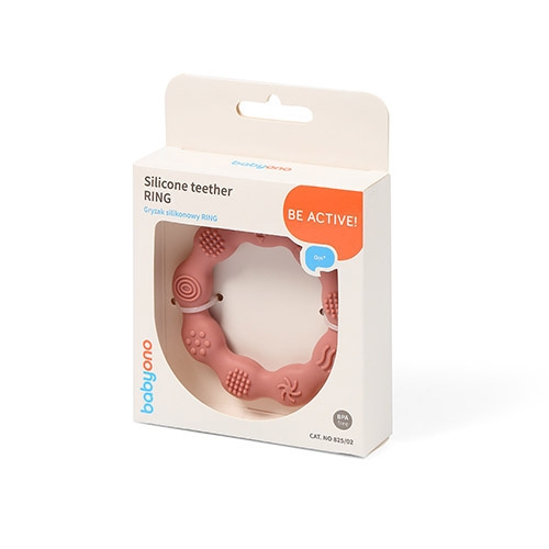 BABYONO GRYZAK SILIKONOWY RING RÓŻOWY