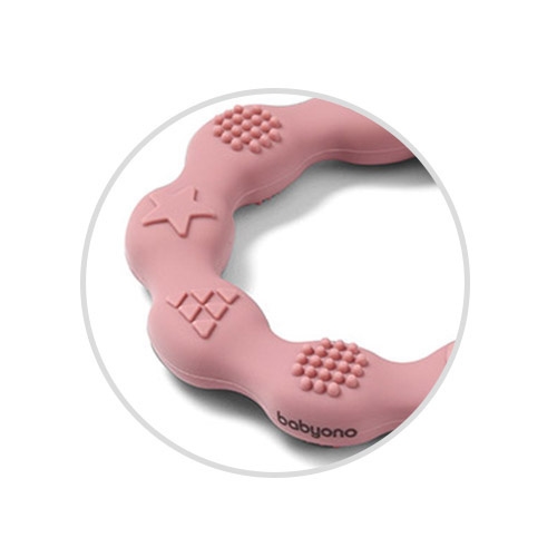 BABYONO GRYZAK SILIKONOWY RING RÓŻOWY