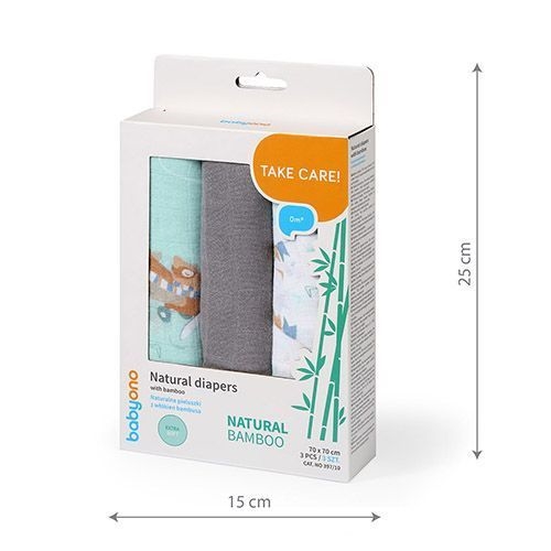 BABYONO PIELUSZKI BAMBUSOWE 3-PAK 397/10