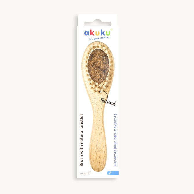 AKUKU SZCZOTKA DREWNIANA NATURALNA