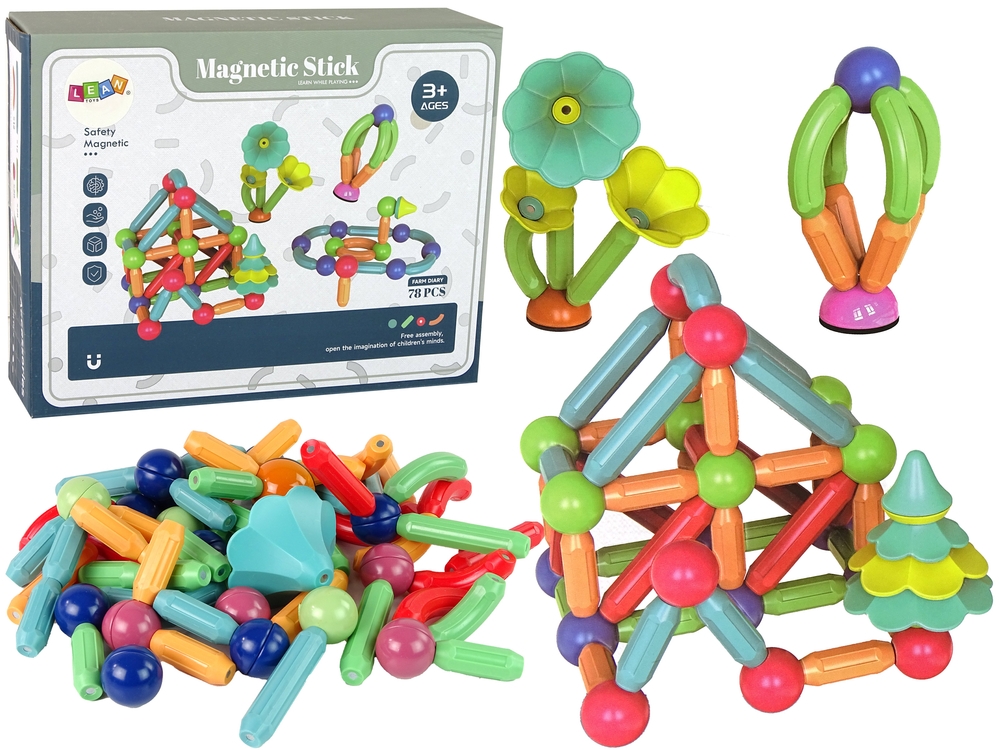 Magnetyczne Klocki Konstrukcyjne Plastikowe 78 Ele
