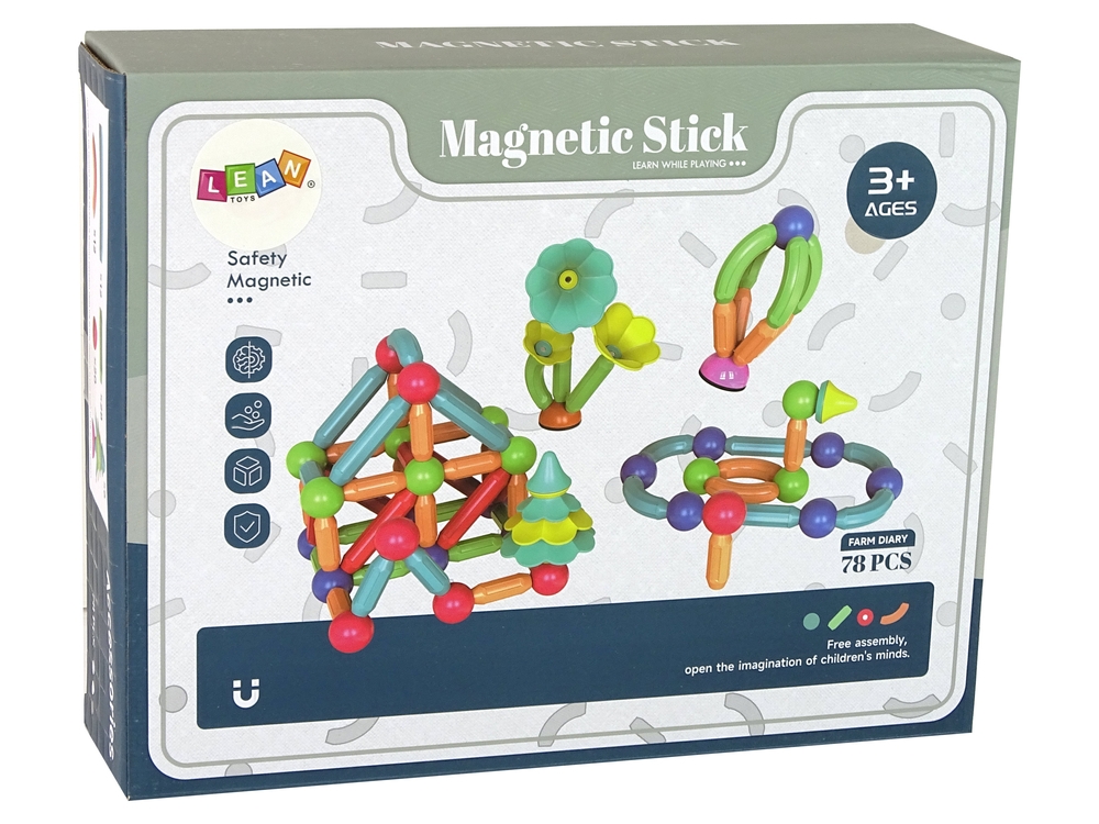 Magnetyczne Klocki Konstrukcyjne Plastikowe 78 Ele