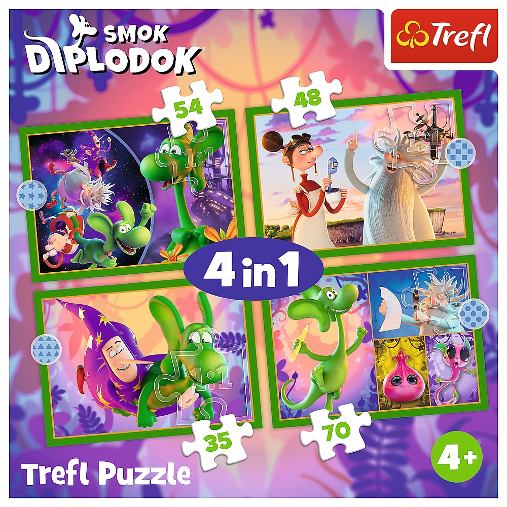 PUZZLE 4w1 Świat Smoka Diplodoka/ Human Film 34663