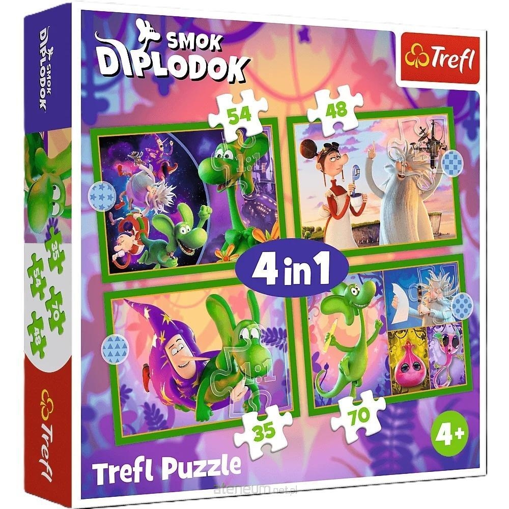PUZZLE 4w1 Świat Smoka Diplodoka/ Human Film 34663