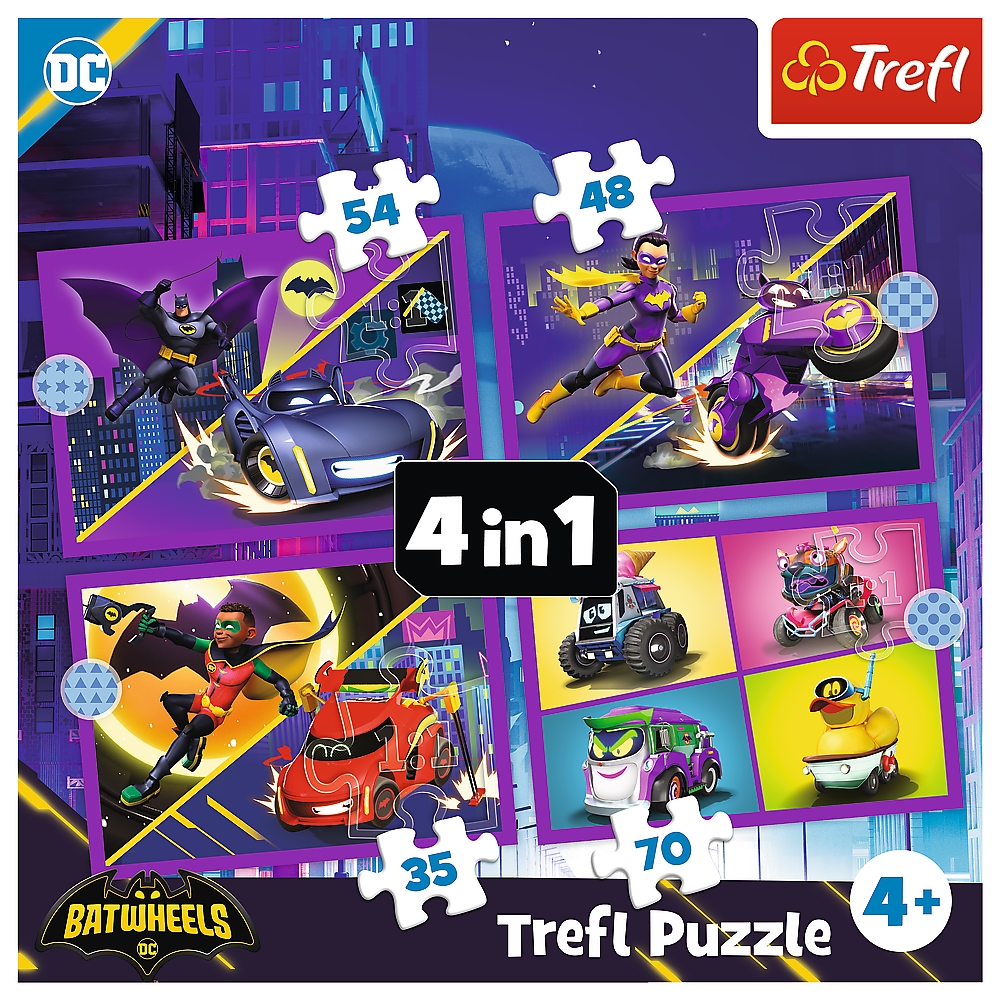 PUZZLE 4w1 Poznaj Batwheels /Warner 34658