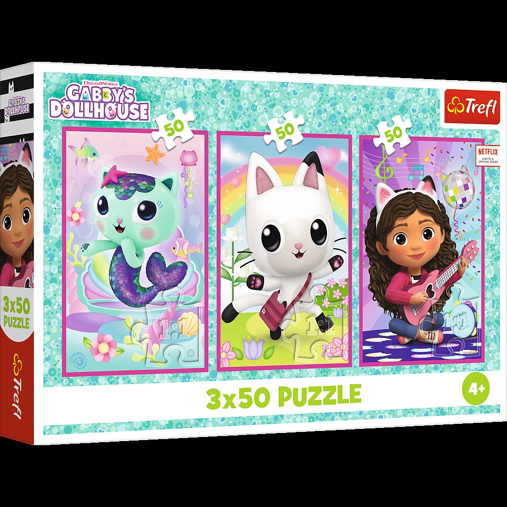 PUZZLE 3x50 Poznajcie Gabby i kotki 34876