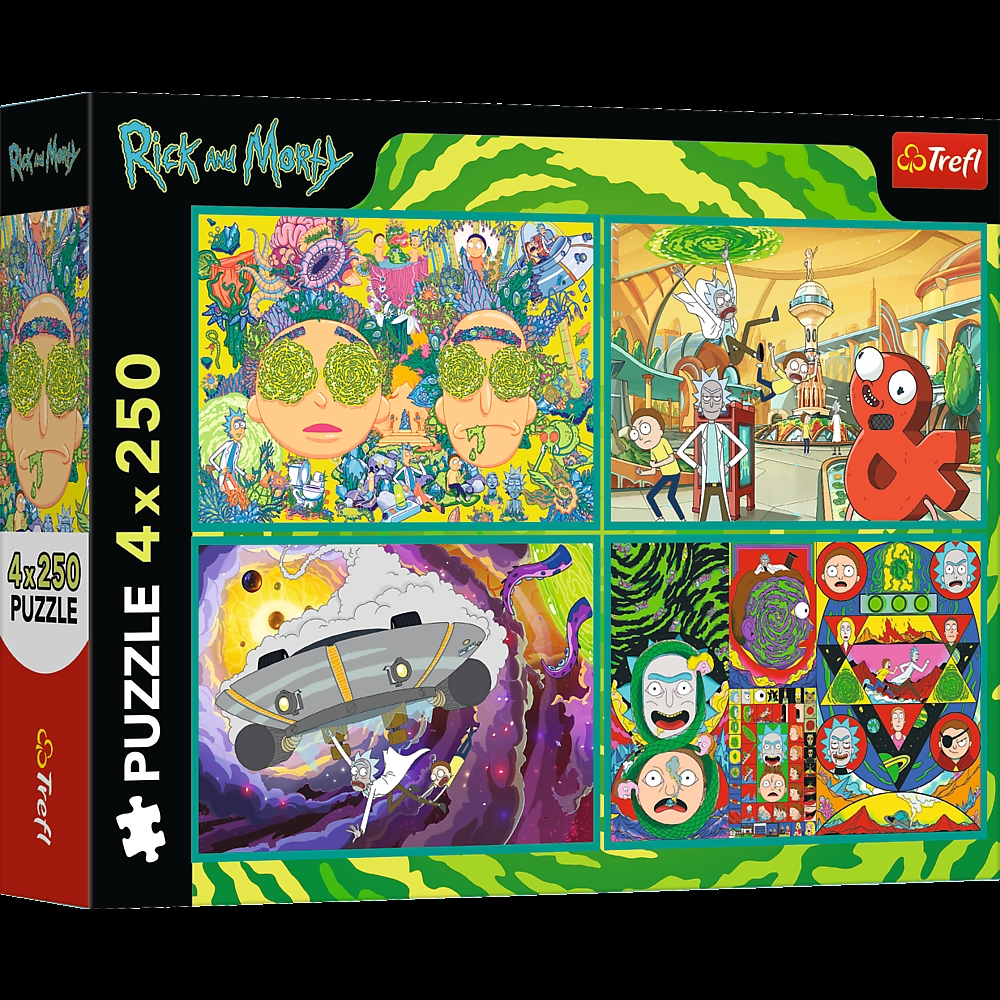 PUZZLE 4x250 Zakręcony świat Ricka_Morty_ego 13338