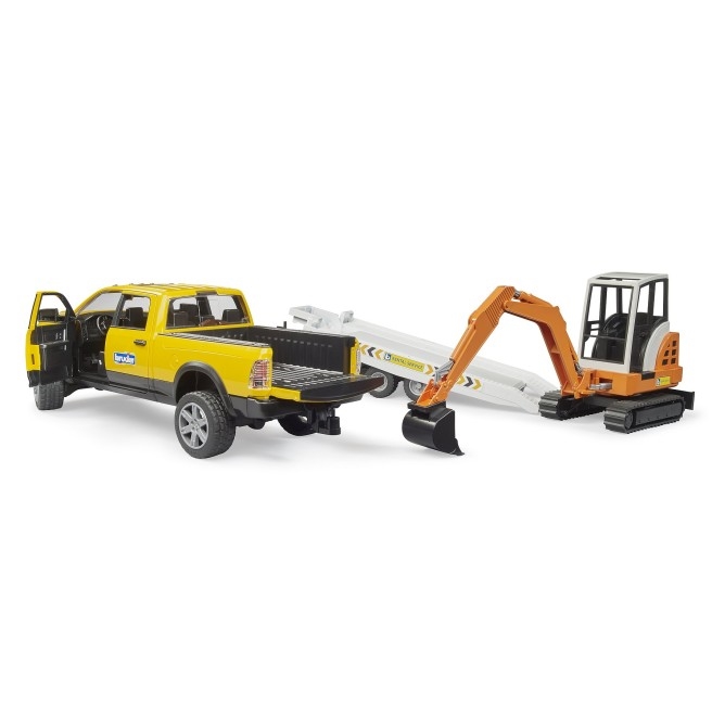 BRUDER Dodge RAM 2500 serwis+przycz+koparka 02546