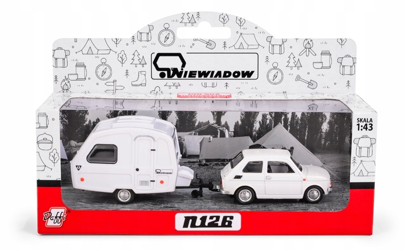 Fiat 126p + przyczepa Niewiadów Kemping biały