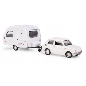 Fiat 126p + przyczepa Niewiadów Kemping biały