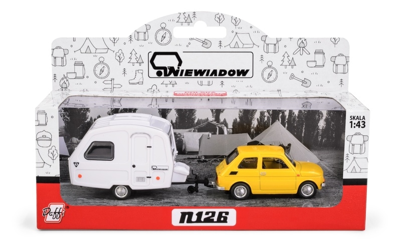 Fiat 126p + przyczepa Niewiadów Kemping żółty