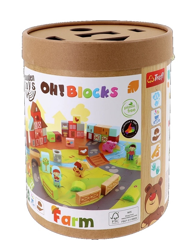 TREFL Zabawka drewn.O!Klocki Farma 61716