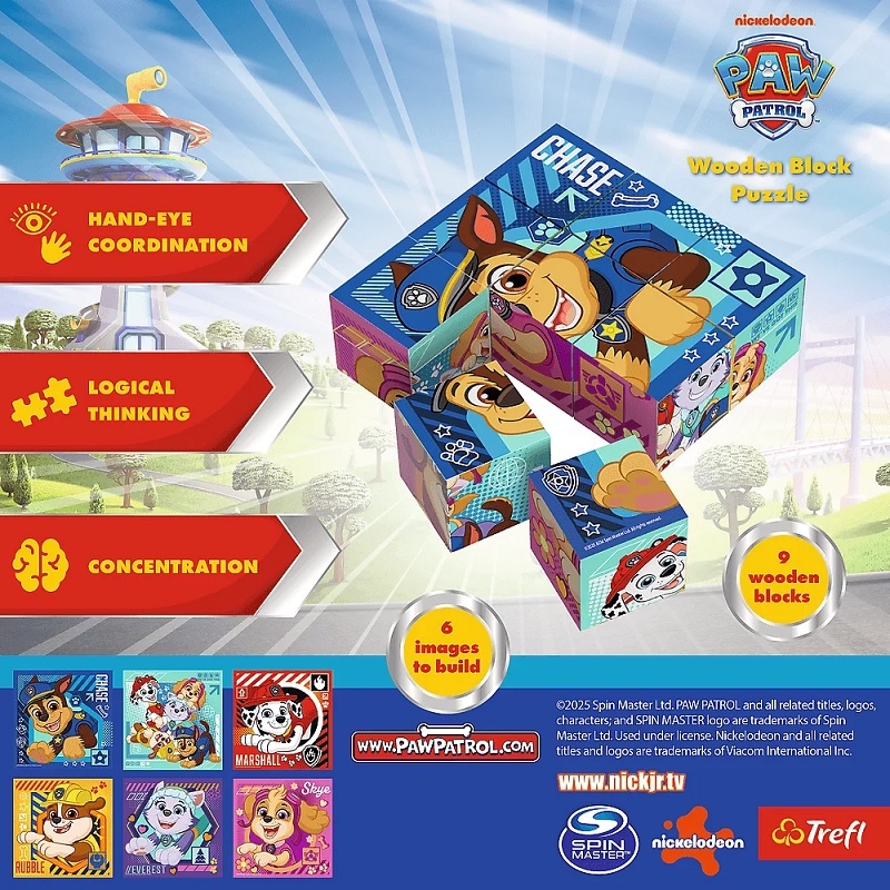 TREFL Zabawka drewn.Block puzzle PsiPatrol 62008