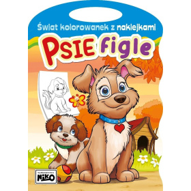 Świat kolorowanek z naklejkami. Psie figle