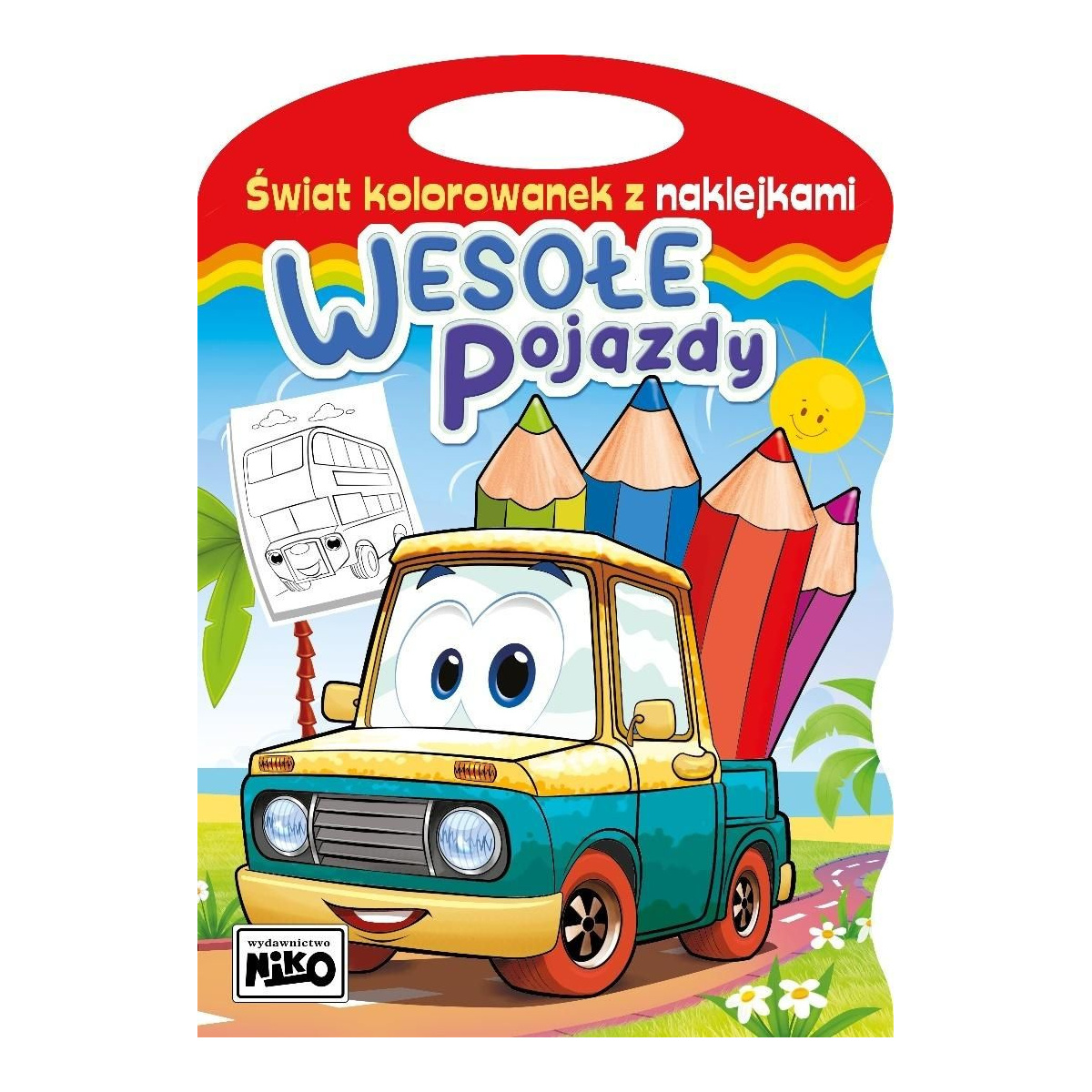 Świat kolorowanek z naklejkami. Wesołe pojazdy