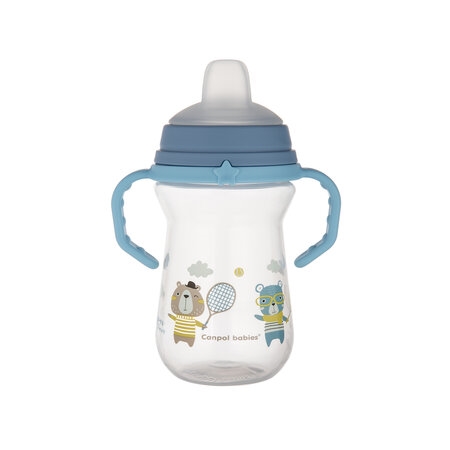 CANPOL BABIES KUBEK Z SIL. USTNIK NIEBIESKI 250 ML