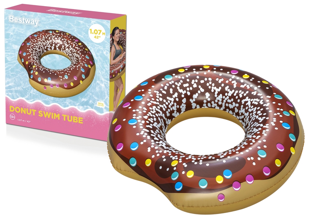 Koło Do Pływania Donut Pączek Brązowy 107 cm Bestw