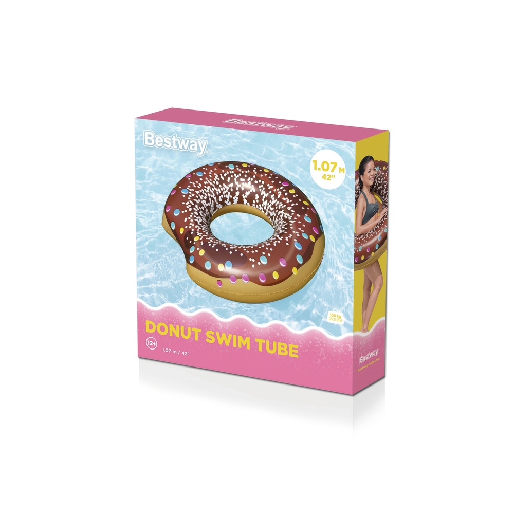 Koło Do Pływania Donut Pączek Brązowy 107 cm Bestw
