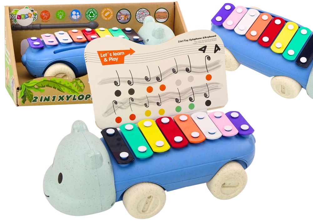 Cymbałki Hipopotam Na Kółkach Instrument Dla Dziec