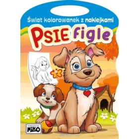 Świat kolorowanek z naklejkami. Psie figle