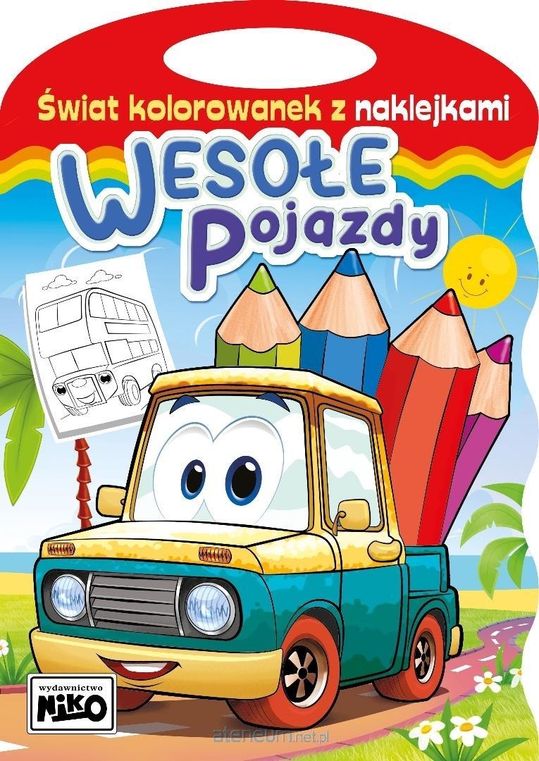 Świat kolorowanek z naklejkami. Wesołe pojazdy