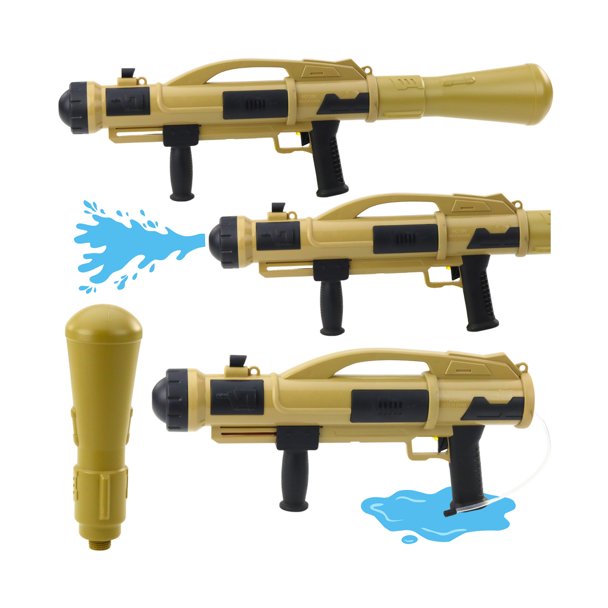 Pistolet na wodę Bazooka z pompą 73cm 1100ml beż
