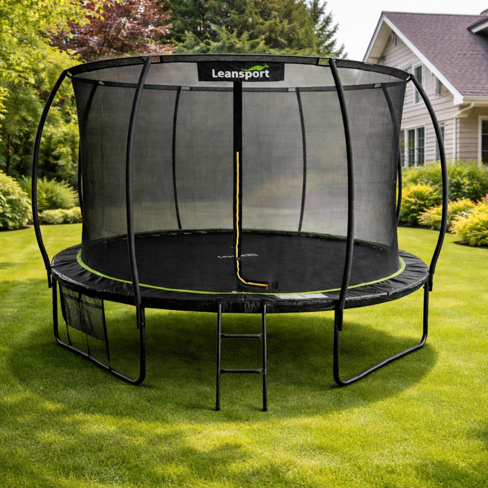 Trampolina Ogrodowa LEAN Z Siatką Wewnętrzną Czarn