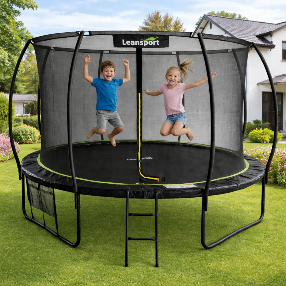 Trampolina Ogrodowa LEAN Z Siatką Wewnętrzną Czarn