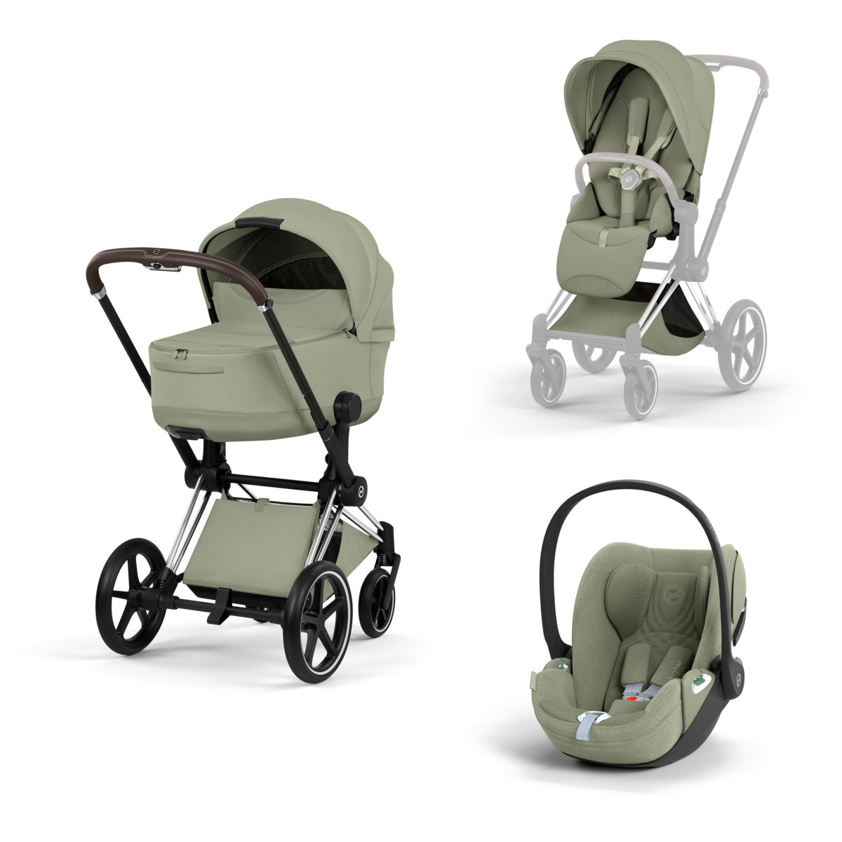 ZESTAW PRIAM 5.0 CHROME BROWN STYLE 3W1 SAGE GREEN