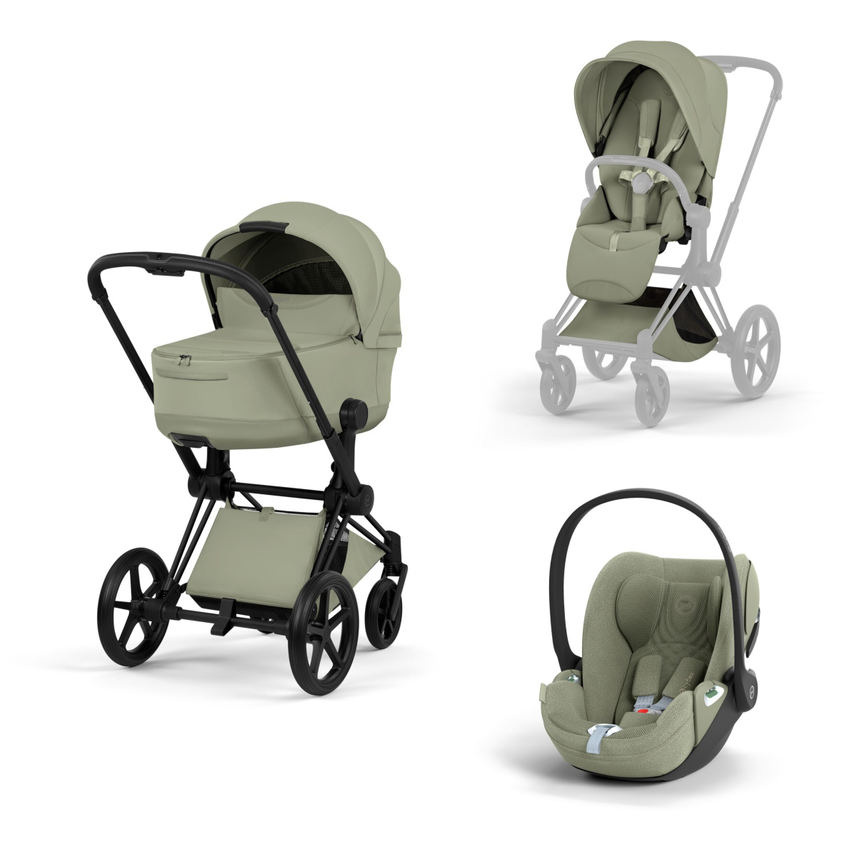 ZESTAW PRIAM 5.0 MATT BLACK STYLE 3W1 SAGE GREEN