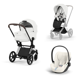 ZESTAW PRIAM 5.0 CHROME BROWN STYLE 3W1 OFF WHITE