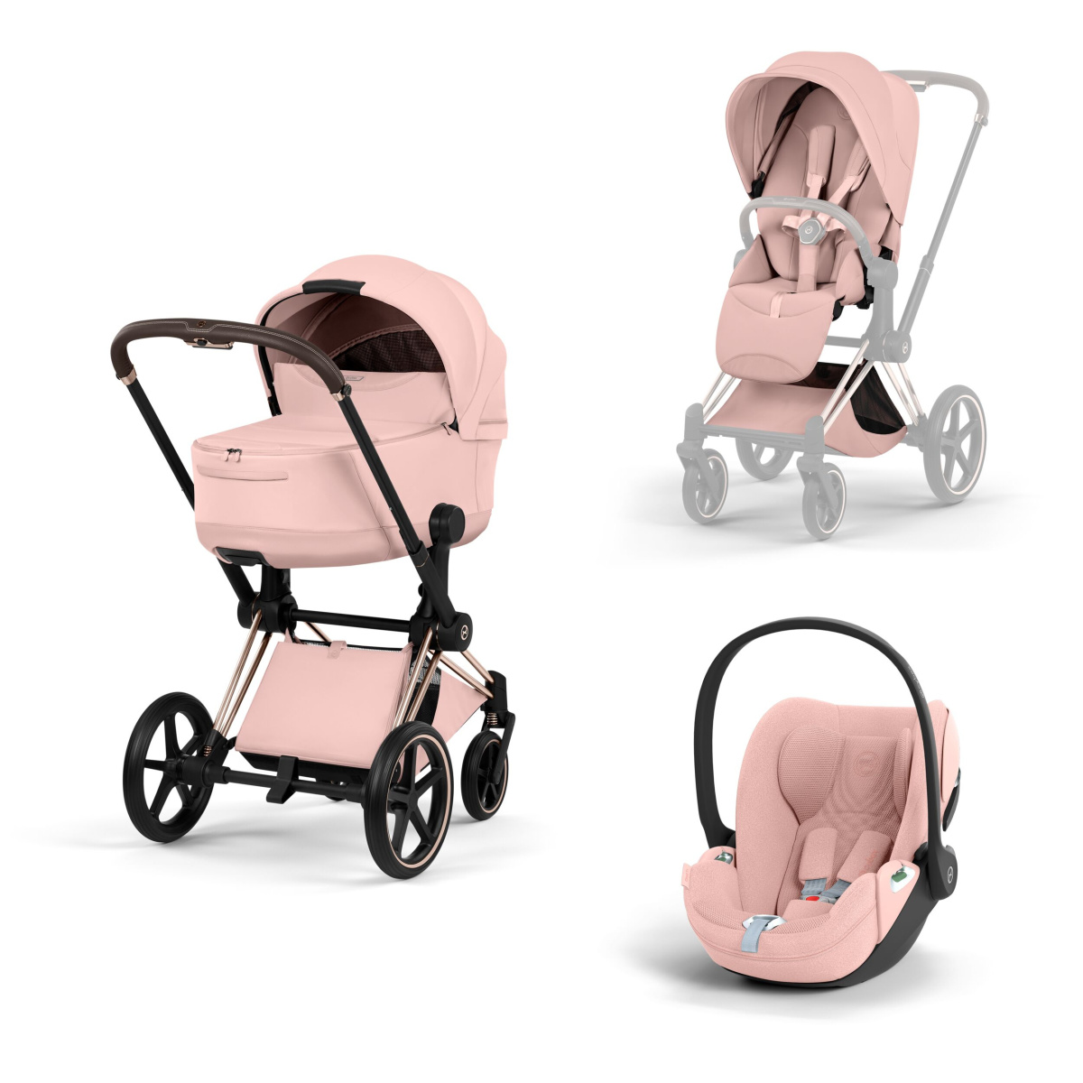 ZESTAW PRIAM 5.0 ROSE GOLD STYLE 3W1 PEACH PINK