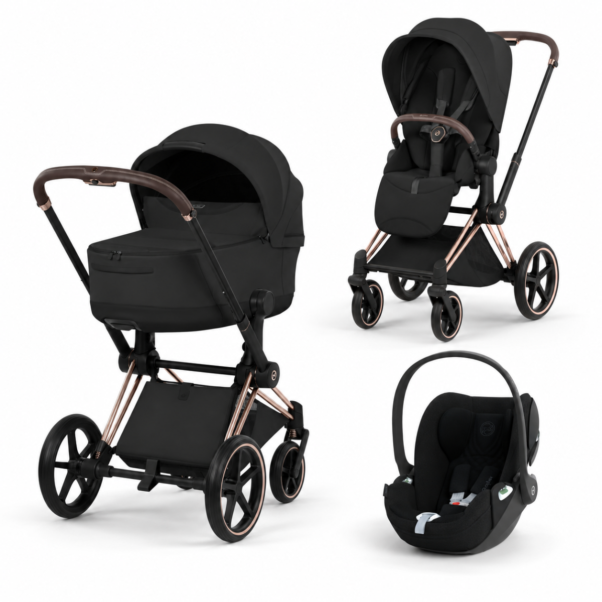 ZESTAW PRIAM 5.0 ROSE GOLD COMFORT 3W1 SEPIA BLACK