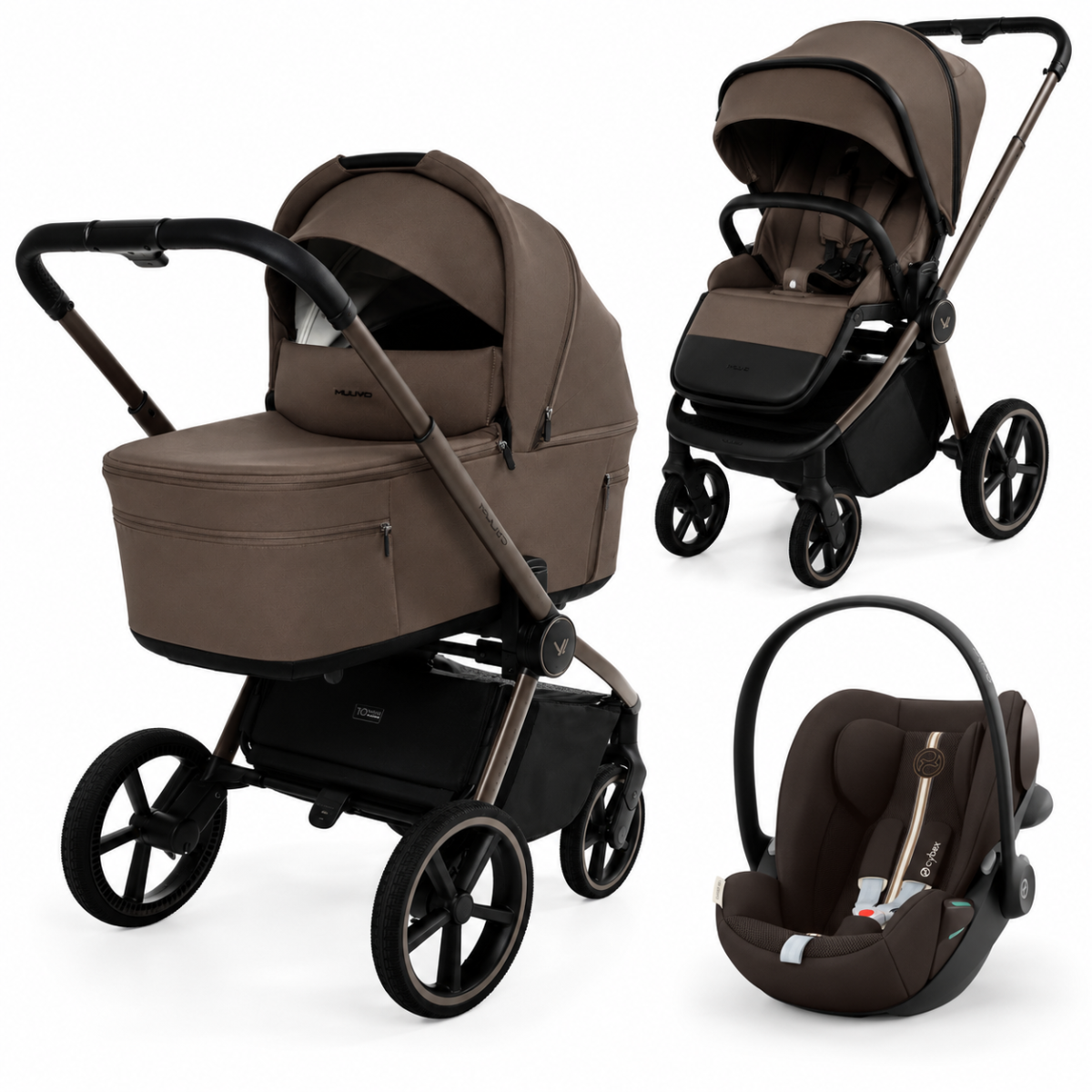 MUUVO FOLD CHOCOLATE 3W1 + FOTELIK CLOUD G3