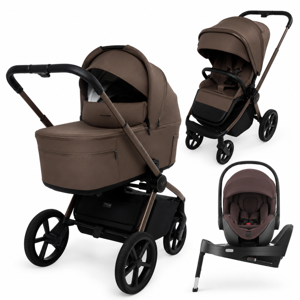 MUUVO FOLD CHOCOLATE 4W1 + BRITAX BABY SAFE PRO + BAZA OBROTOWA