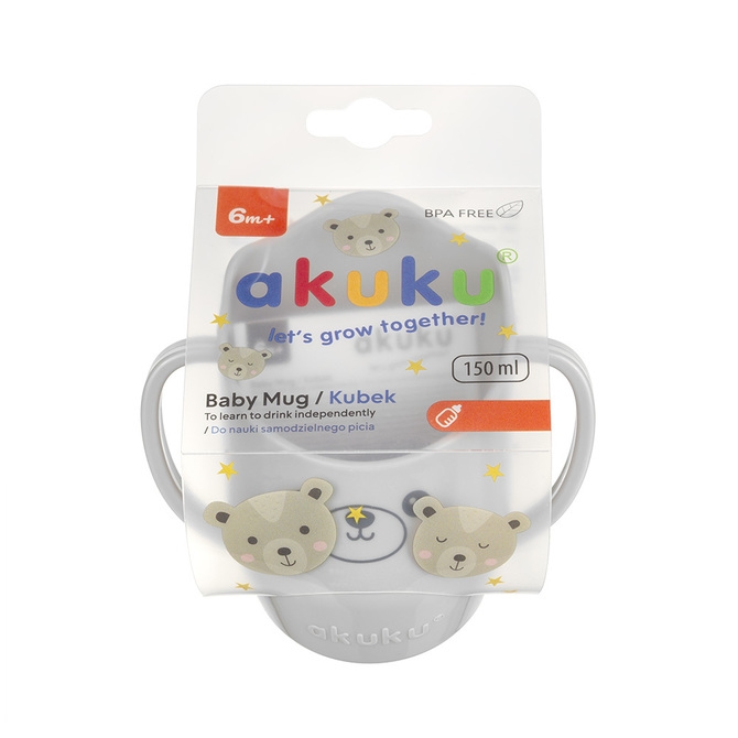 AKUKU A0695 KUBEK POCHYŁY DO NAUKI PICIA SZARY