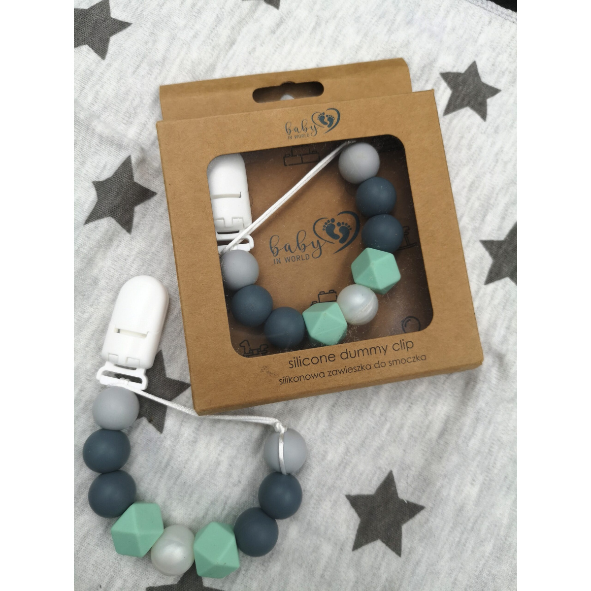 BABYINWORLD ZAWIESZKA KRYSZTAŁ MINT/GREY