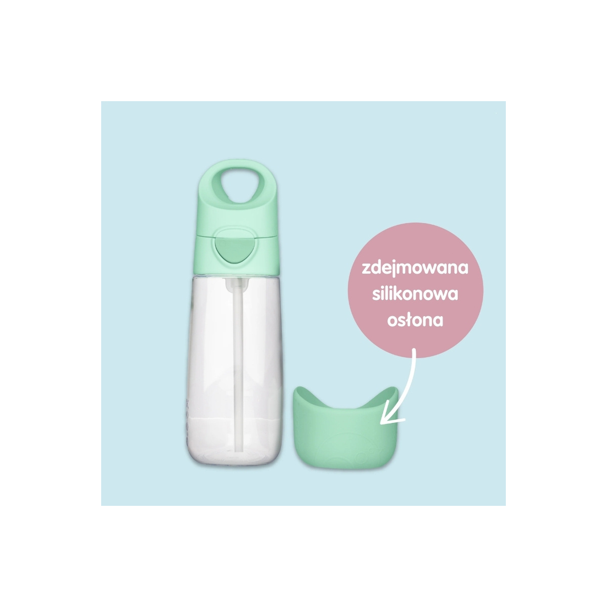 B.BOX BIDON TRITANOWY ZE SŁOMKĄ 450ML INDIGO ROS