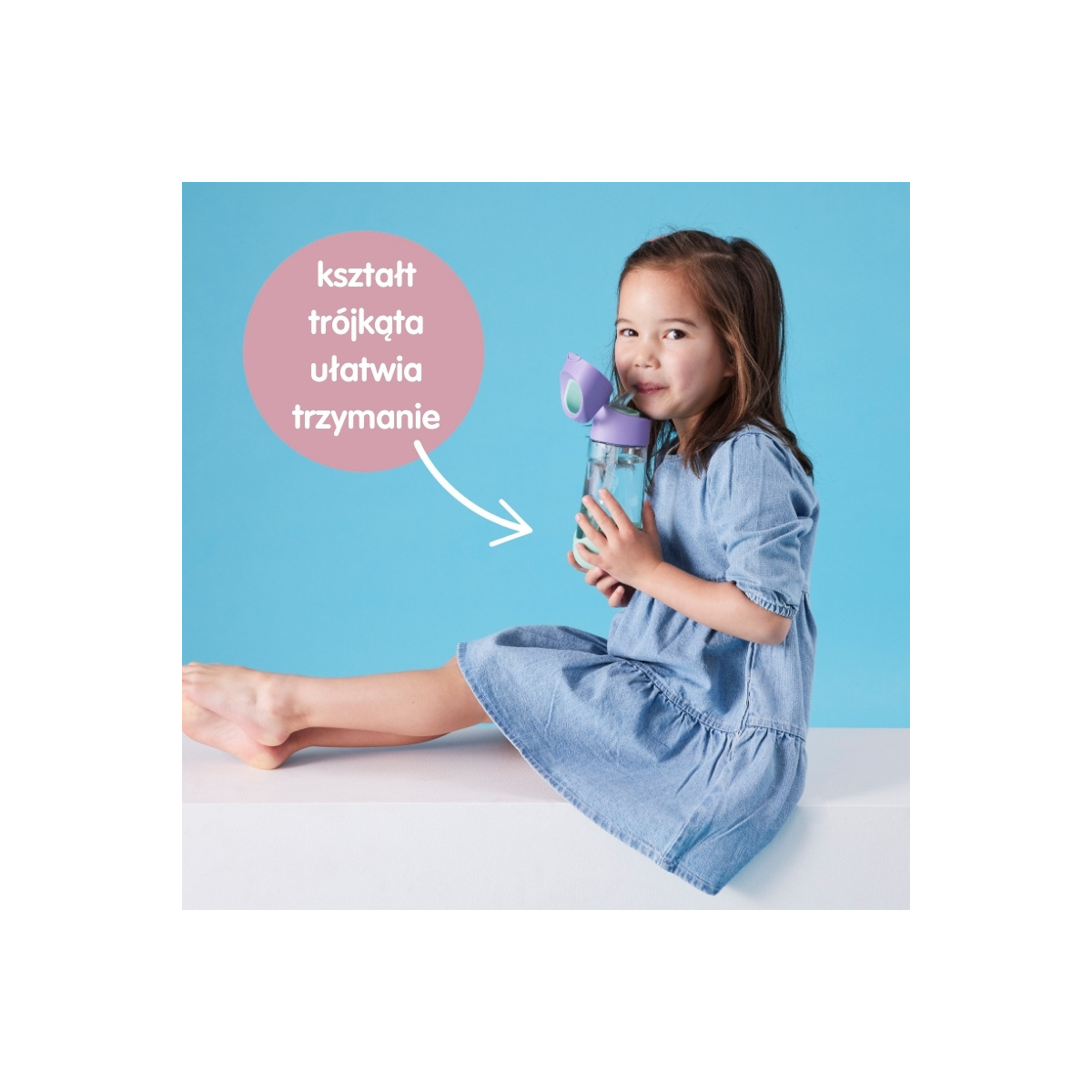 B.BOX BIDON TRITANOWY ZE SŁOMKĄ 450ML INDIGO ROS